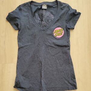 Santa Cruz Gray V-Neck T-Shirt Small